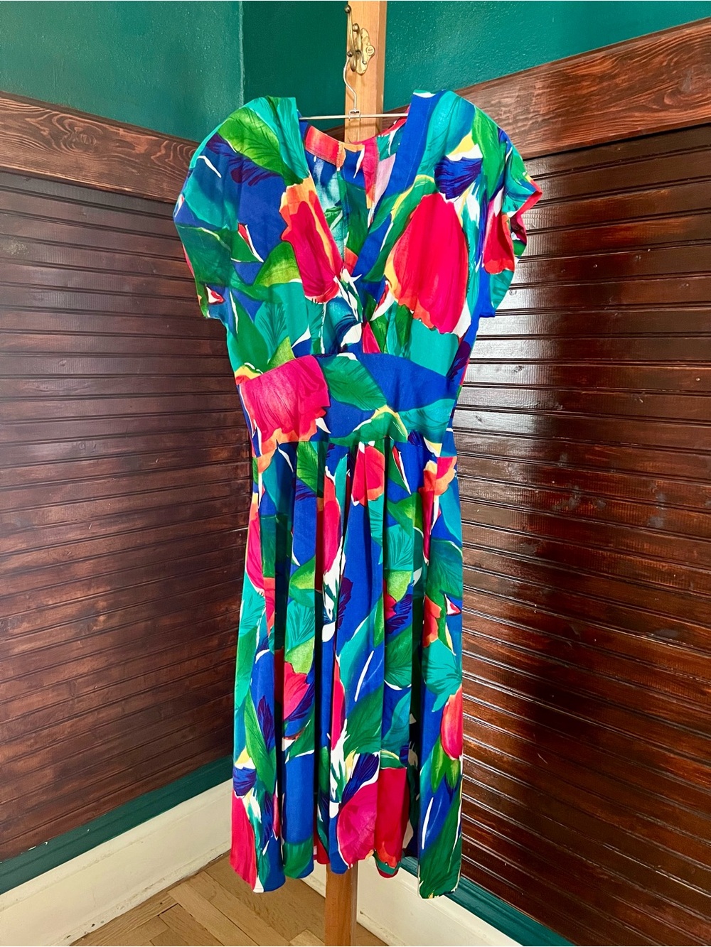 Vintage 80s does 40s colorful dress